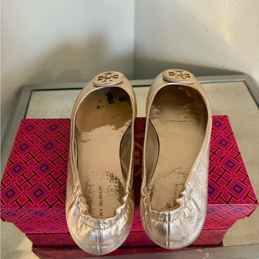 Tory Burch Minnie Travel Ballet With Leather Logo Size 9.5
